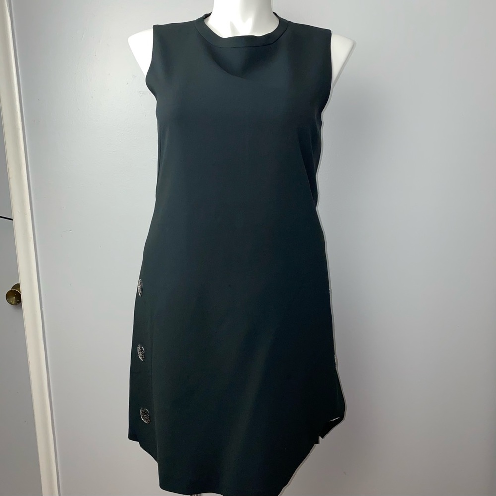 Elie Tahari Black Sleeveless Pleated Dress, Sz 14
